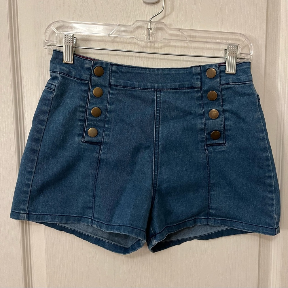 Forever 21 Denim Sailor Button Fly Shorts